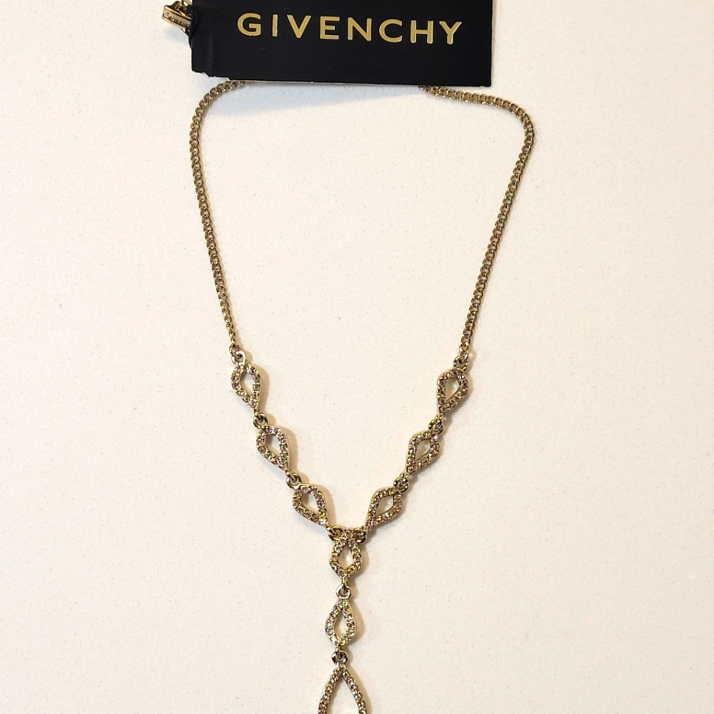 Gold-Tone Crystal Open Lariat Necklace